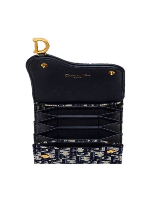 Saddle 5 Gusset Card Holder Blue Oblique Jacquard - DIOR - BALAAN 3