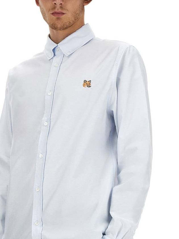 Fox Head Embroidery Long Sleeve Shirt Blue - MAISON KITSUNE - BALAAN 5