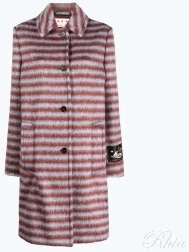 Logo label cuffed striped alpaca coat CPMA0216MUUTW997 - MARNI - BALAAN 1