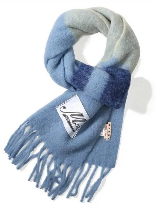 Striped Alpaca Mohair Muffler Blue - MARNI - BALAAN 2