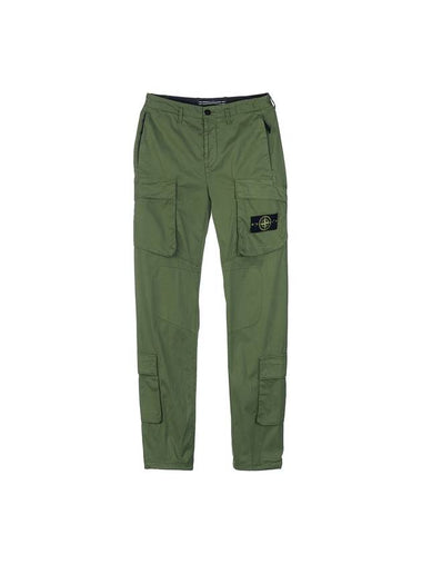 Supima Cotton Twill Stretch Cargo Pants Olive Green - STONE ISLAND - BALAAN 1