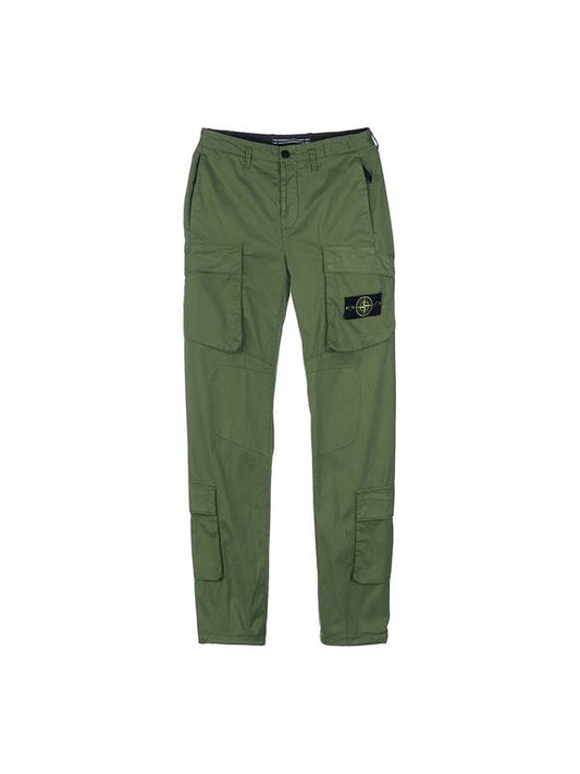 Supima Cotton Twill Stretch Cargo Pants Olive Green - STONE ISLAND - BALAAN 1