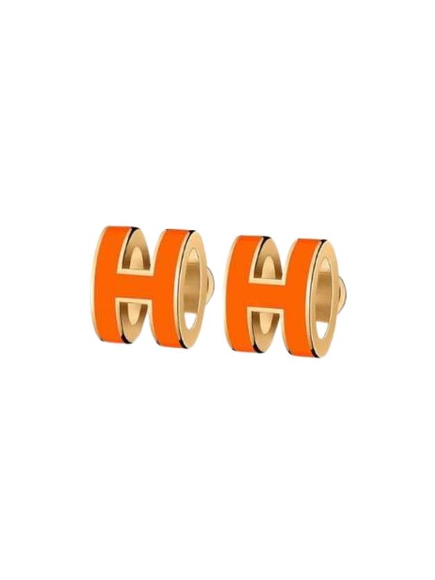 Mini Pop H Earrings Gold Orange Soie - HERMES - BALAAN 1