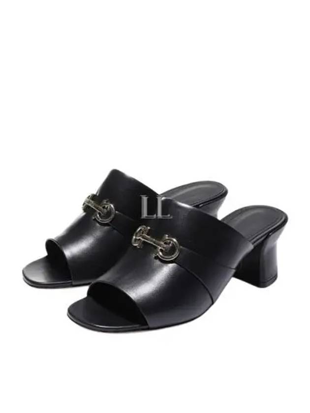 Gancini Ornament Sandal Heels Black - SALVATORE FERRAGAMO - BALAAN 2