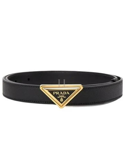 Triangle Logo Buckle Leather Belt Black - PRADA - BALAAN 2