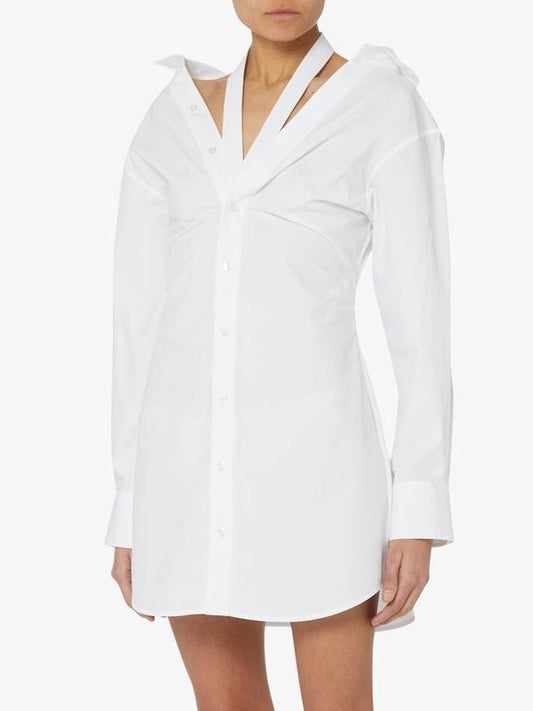 Cotton Open Shoulder Shirt Mini Dress White - ALEXANDER WANG - BALAAN 2
