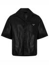 Triangle Logo Nappa Leather Short Sleeve Shirt Black - PRADA - BALAAN 2