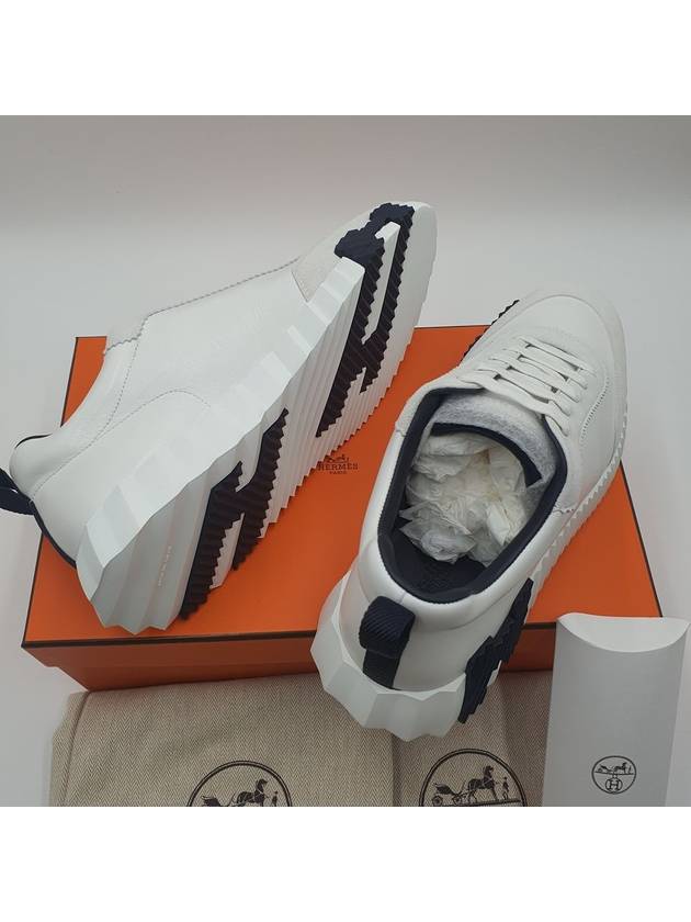 Bouncing Sneakers Calfskin Suede Goatskin Blanc - HERMES - BALAAN 3