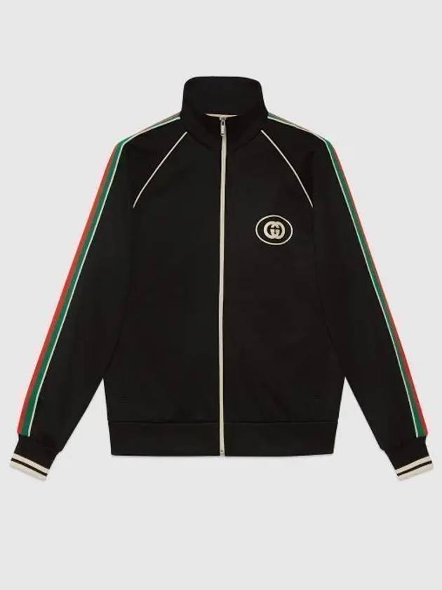 Interlocking G Technical Jersey Zip-up Jacket Black - GUCCI - BALAAN 2