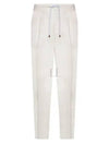 Drawstring Pleated Tapered Straight Pants White - BRUNELLO CUCINELLI - BALAAN 2