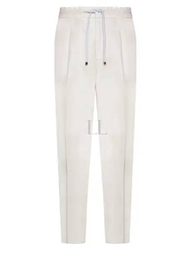 Drawstring Pleated Tapered Straight Pants White - BRUNELLO CUCINELLI - BALAAN 2