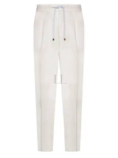 Drawstring Pleated Tapered Straight Pants White - BRUNELLO CUCINELLI - BALAAN 2