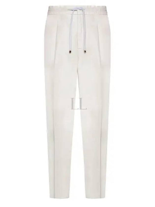 Drawstring Pleated Tapered Straight Pants White - BRUNELLO CUCINELLI - BALAAN 2