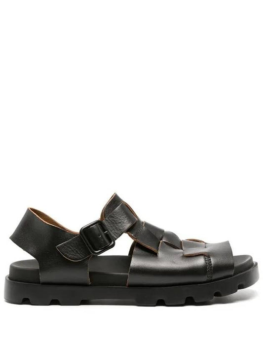 Brutus Interwoven Design Leather Sandals Black - CAMPER - BALAAN 2