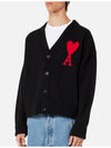 Big Heart Logo Wool Cardigan Black - AMI - BALAAN 3