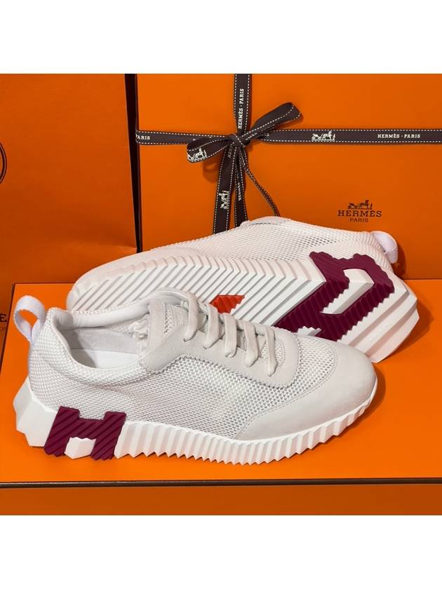 Women's Bouncing Sneakers White Mesh H Purple Orange Twotone - HERMES - BALAAN 5