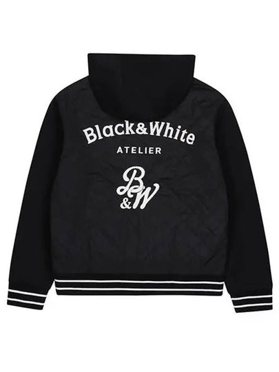 Women s hooded full zip up t shirt 6204LXSP BLACK - BLACK&WHITE - BALAAN 2