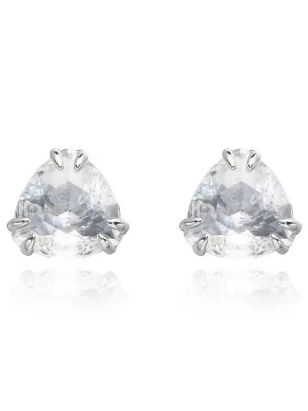 Matrix Trilliant Cut Stud Earrings White Silver - SWAROVSKI - BALAAN 5