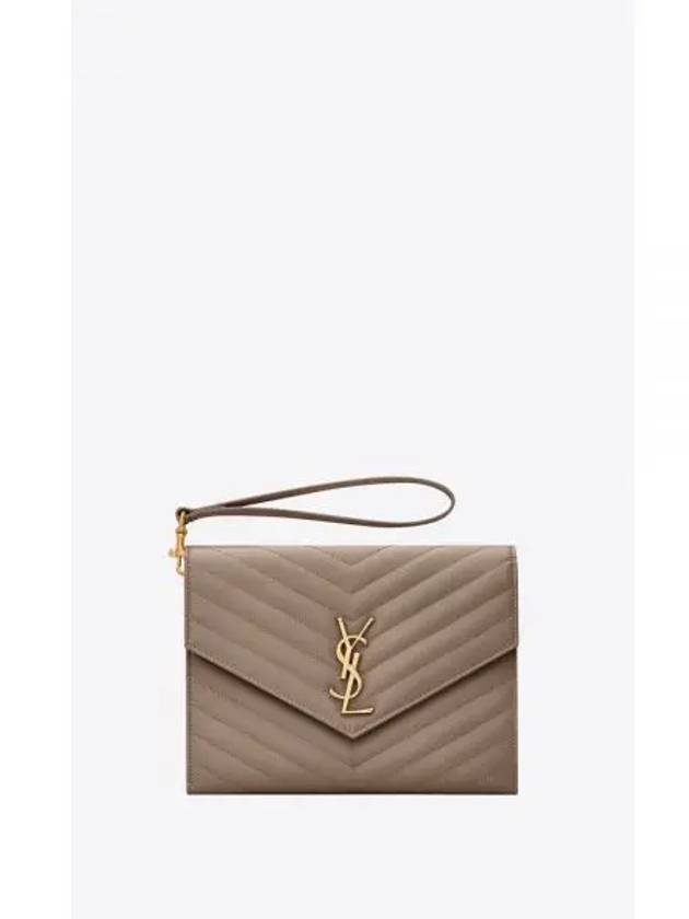 Grain De Poudre Cassandre Clutch Bag Taupe - SAINT LAURENT - BALAAN 2