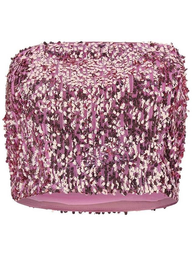 Pink Crop Top With All-Over Sequins In Recycled Fabric Woman - ROTATE - BALAAN 1