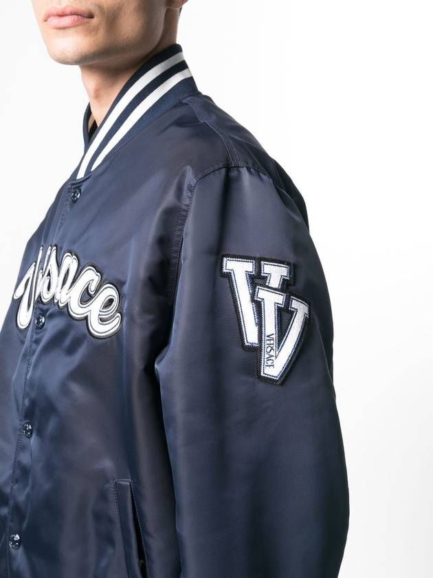 Varsity Nylon Bomber Jacket Navy - VERSACE - BALAAN 5