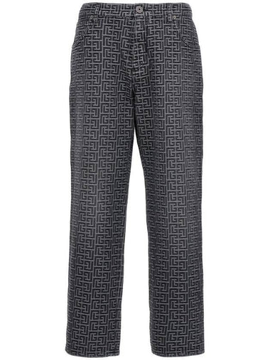 All Over Monogram Jacquard Denim Jeans Black - BALMAIN - BALAAN 1