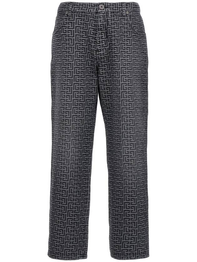 All Over Monogram Jacquard Denim Jeans Black - BALMAIN - BALAAN 1