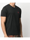 Mini Heart Embroidered Logo Short Sleeve T-Shirt Black - AMI - BALAAN 5