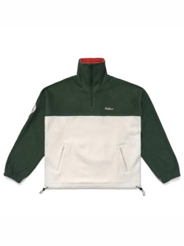 Men s Fleece Half Zip Up Jacket M 8331 Forest Ivory - MALBON GOLF - BALAAN 4