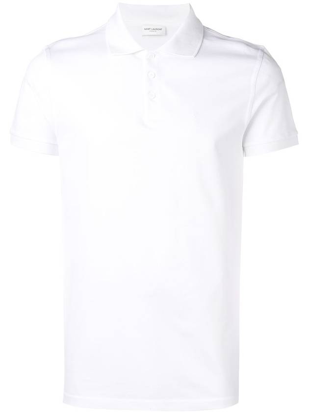 Men's Classic Short Sleeve Polo Shirt White - SAINT LAURENT - BALAAN 2