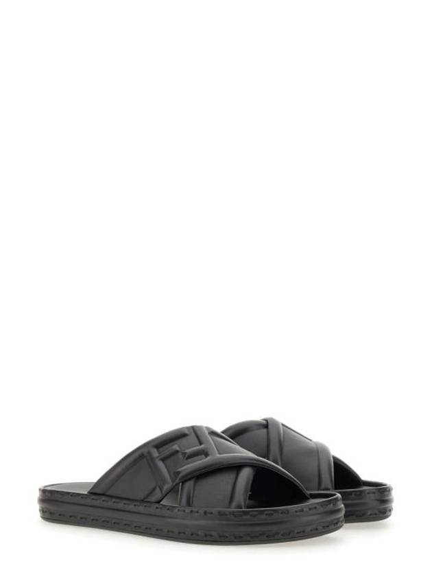 FF Logo Cross Slippers Black - FENDI - BALAAN 5