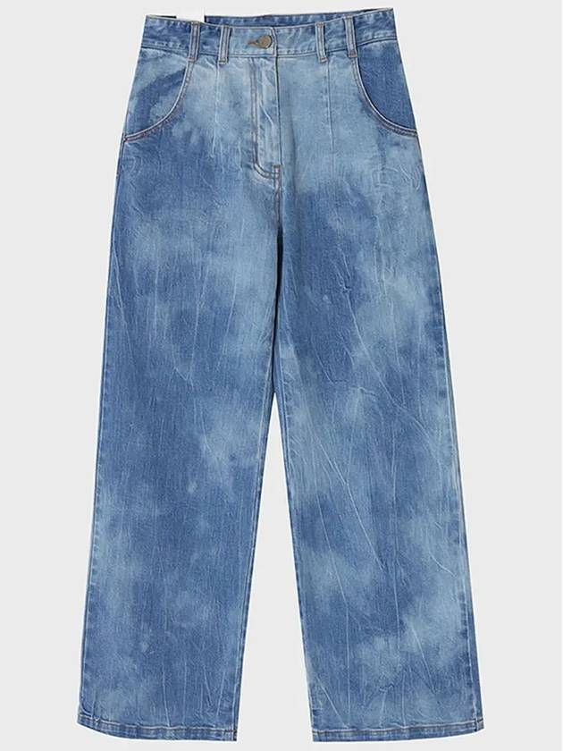 Crease Washed Denim Wide Pants Blue - NOIRER FOR WOMEN - BALAAN 9