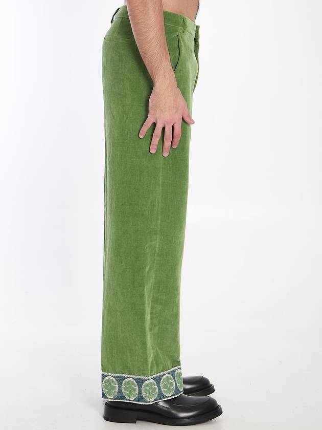 Velvet Trousers With Jacquard Hems - VALENTINO - BALAAN 3