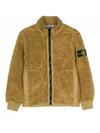 Kids Garment Dyed Cotton Polyester Terry Zip Up Jacket Mustard - STONE ISLAND - BALAAN 2