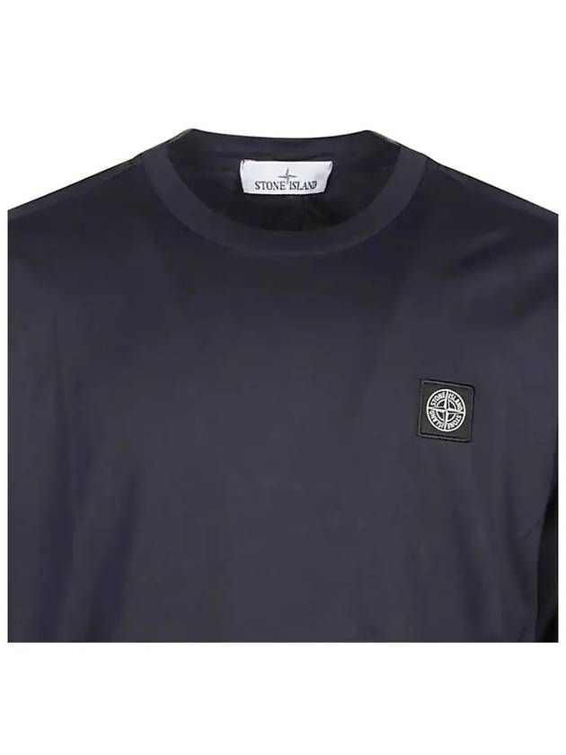 Cotton Jersey Slim Fit Long Sleeve T Shirt Navy Blue - STONE ISLAND - BALAAN 5