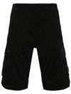 Stretch Satin Cargo Shorts Black - CP COMPANY - BALAAN 3