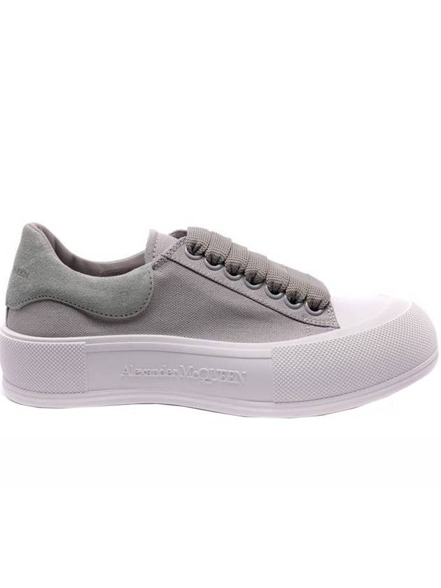 Deck Lace Up Plimsol Low Top Sneakers Grey - ALEXANDER MCQUEEN - BALAAN 1