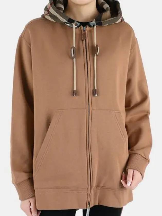 Cotton Check Zip-Up Hoodie Camel - BURBERRY - BALAAN 2