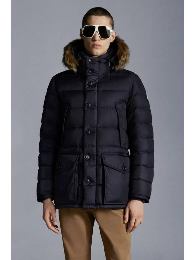 Men's Cluny Hooded Fur Short Padding Night Blue - MONCLER - BALAAN 3