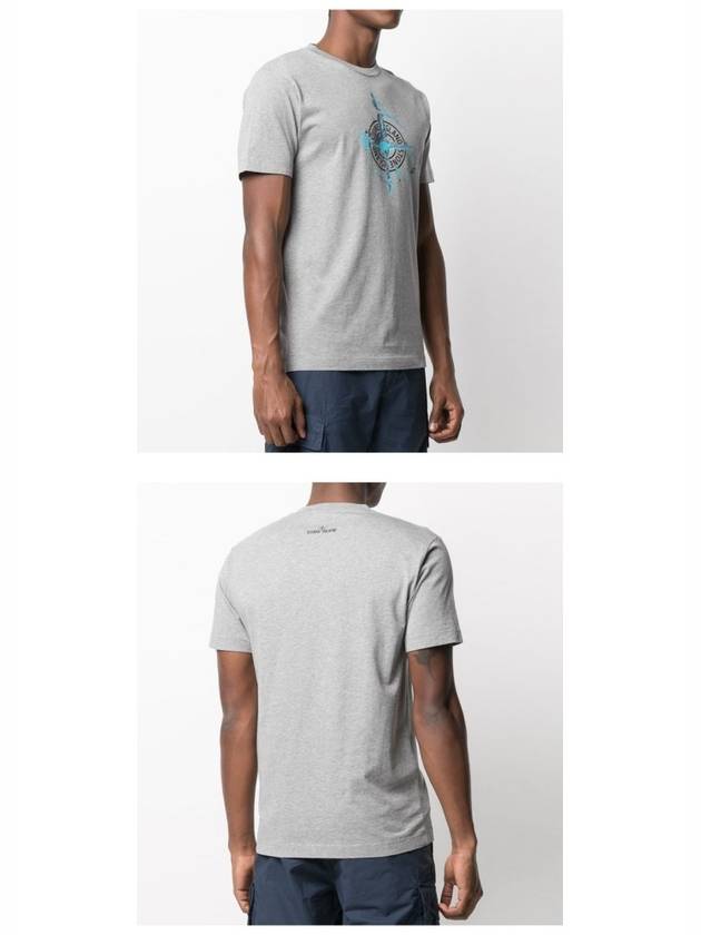 Marble One Logo Print Short Sleeve T-Shirt Grey - STONE ISLAND - BALAAN 6