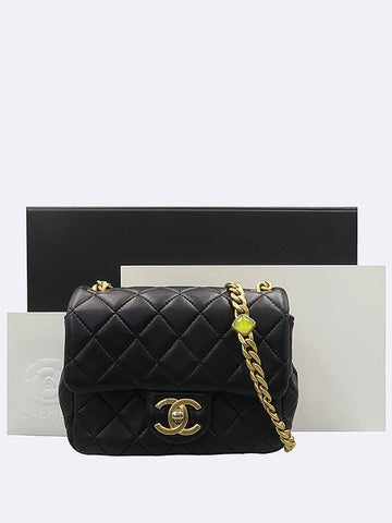 Chanel AS2379 Black Lambskin Petite Sock Mini Gold Logo Jewel Chain Cross Bag - CHANEL - BALAAN 1