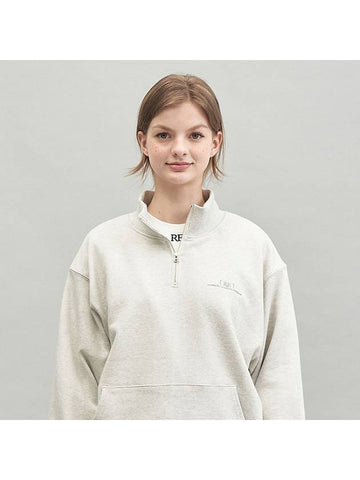 RE Brace Logo Half Zip Up MTM Sweatshirt Oatmeal - REPLAYCONTAINER - BALAAN 1