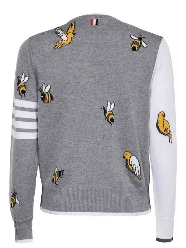 Diagonal Fun Mix Bird Bee Knit Top Grey - THOM BROWNE - BALAAN 3