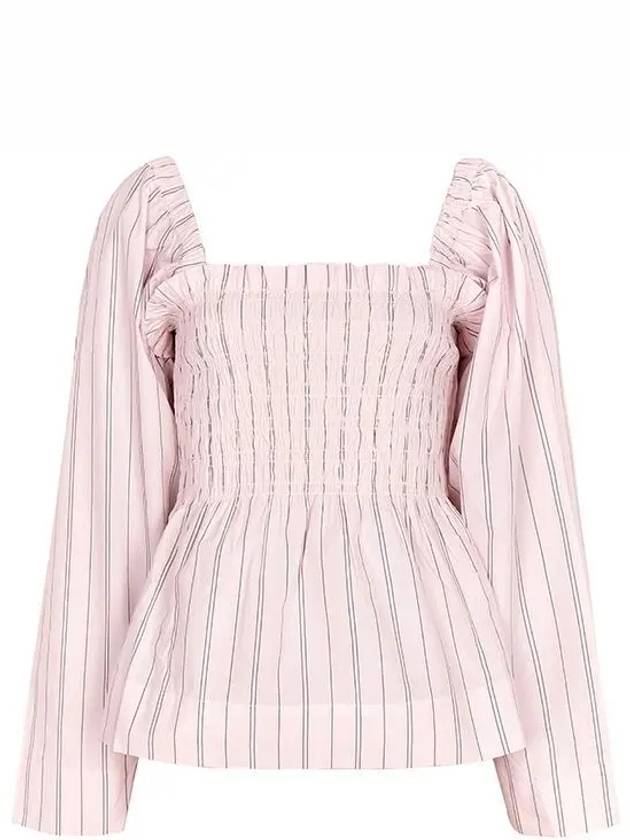 Stripe Smoke Blouse Pink - GANNI - BALAAN 2