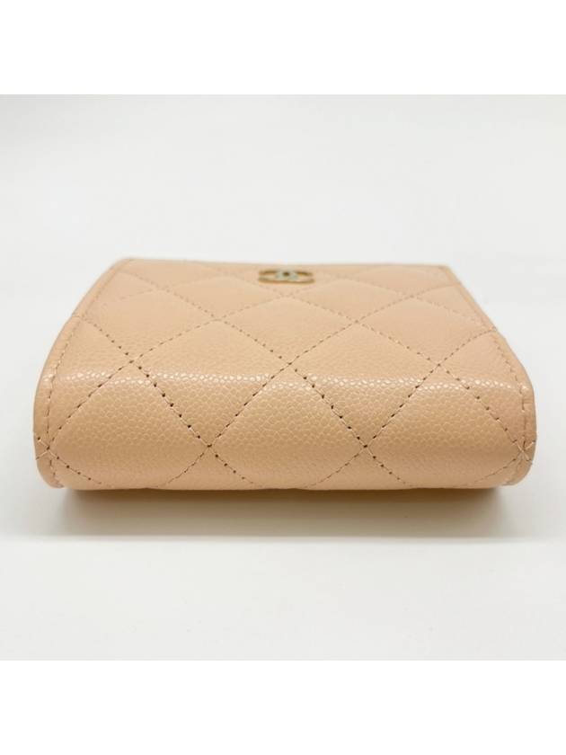 Small Flap Wallet Caviar Leather Light Beige - CHANEL - BALAAN 8