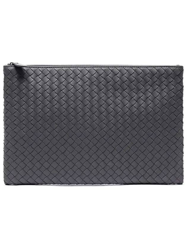 Intrecciato Document Clutch Bag Grey - BOTTEGA VENETA - BALAAN 1