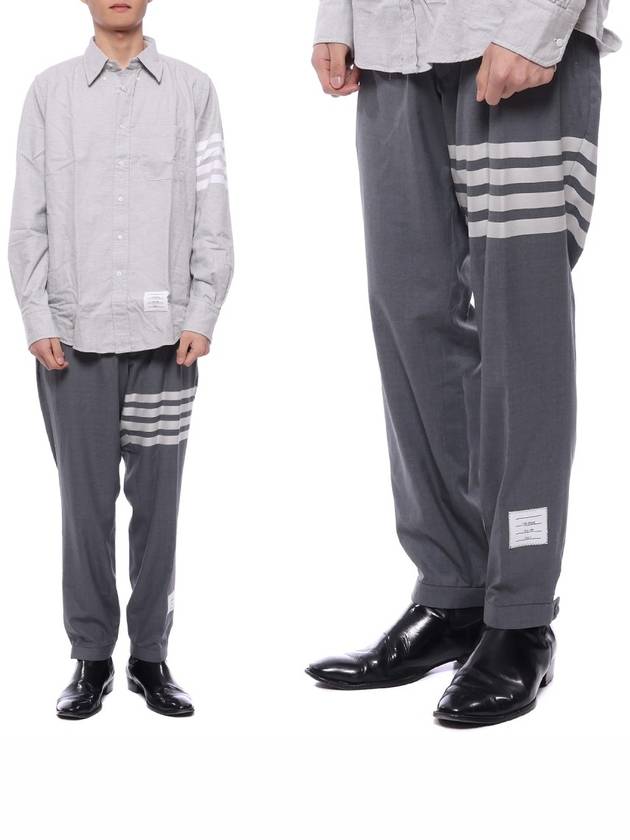 4 Bar Stripe Plain Weave Track Pants Medium Grey - THOM BROWNE - BALAAN 3