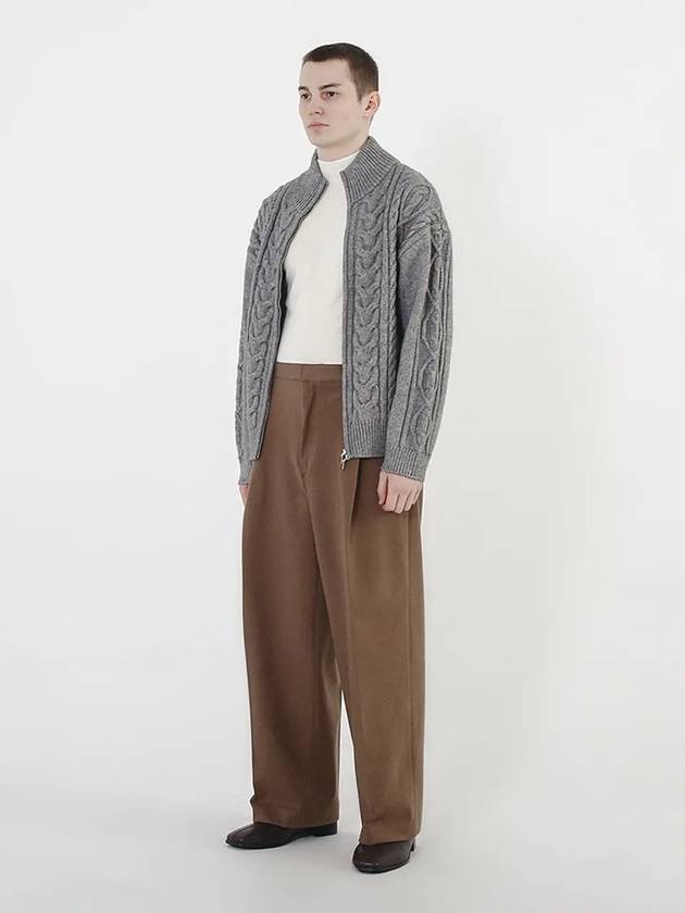 One Tuck Banding Wool Slacks Brown - CHANCE'S NOI - BALAAN 4