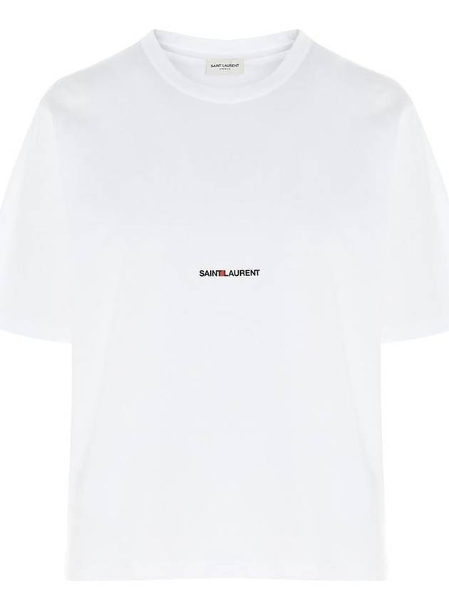 Rive Gauche Short Sleeve T-Shirt White - SAINT LAURENT - BALAAN 2