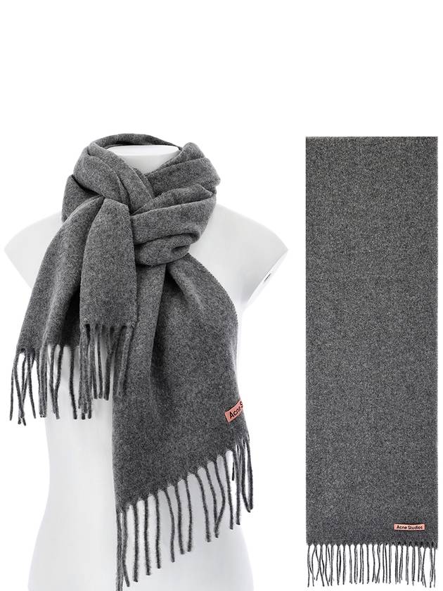 Wool Fringe Muffler Grey Melange - ACNE STUDIOS - BALAAN 2